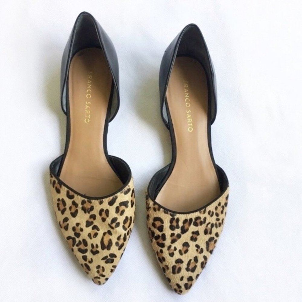 Franco Sarto  cheetah calf hair flats